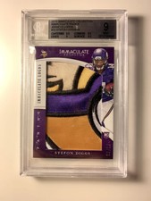 2015 Immaculate Stefon Diggs ROOKIE RC Jumbo Patch /16 Football Card LOGO BGS 9