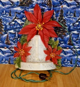 Vintage Christmas White Bell Light Up w/ Flowers 10 inches Hanging Rare VIDEO - Picture 1 of 10