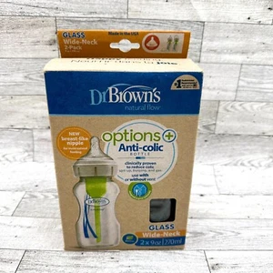 Dr. Brown's Options+ Wide-Neck Anti-Colic Glass Baby Bottle Set - 2 x 9 oz - Picture 1 of 6