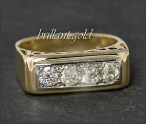 Antiker 0,58ct Diamant Damen Ring, 585 Gold, Bandring aus Gelbgold & Weißgold - Bild 1 von 8