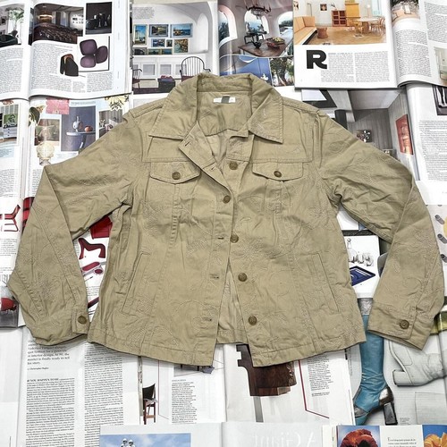 VETEMENTS Giacca abbottonata Charter Club crema beige ricamata taglia unica