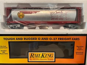 MTH Railking 30-75747 Santa Fe 4 Bay Cylindrical Map Hopper Car (Red) NIB - Picture 1 of 4