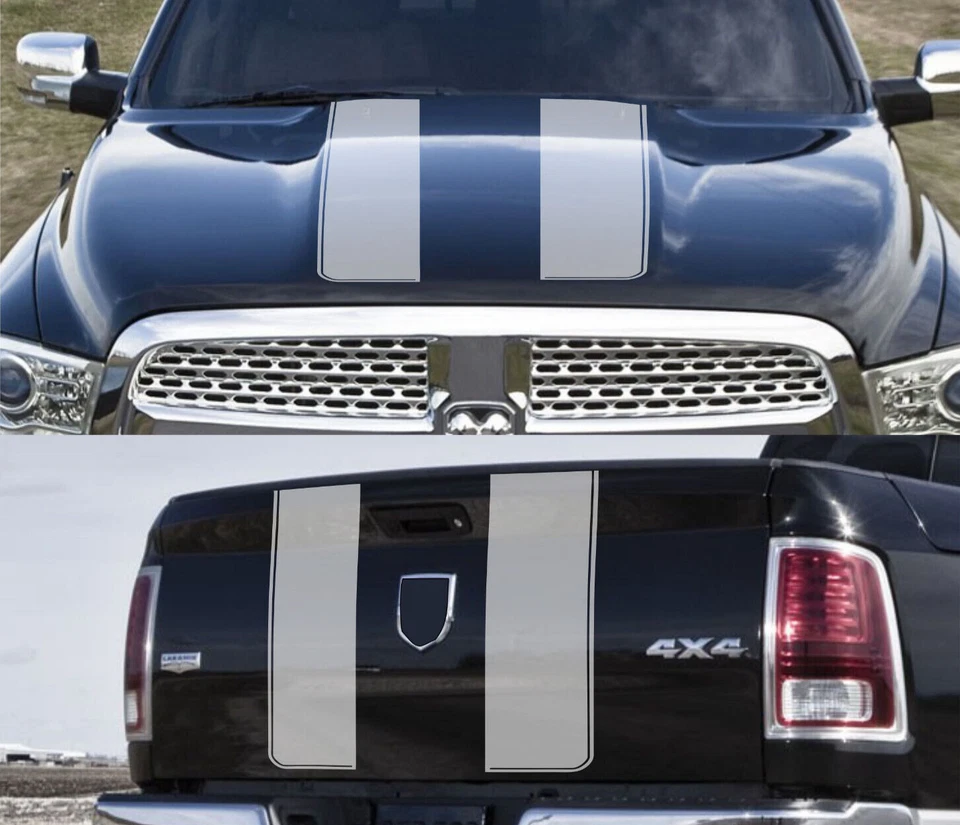 Juego de 4 calcomanías de vinilo para puerta trasera rayas capó Dodge Ram 1500 gráficos de carreras Foto 1 de 4