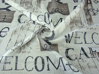 10€ pro m/ Dekostoff Druck Cafe Welcome Meterware Breite 150cm in 0,5m Schritte - Bild 1 von 4