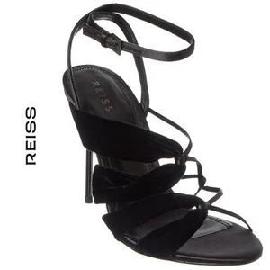 NIB REISS | SZ US 5 | Monroe Black Velvet Sandal Stiletto Pump Shoe $325 - Picture 1 of 7