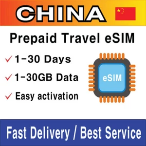 Carte SIM Voyage Chine continentale (eSIM) | 3-20 Go | 3-30 jours | Activation du QR Code - Photo 1 sur 4
