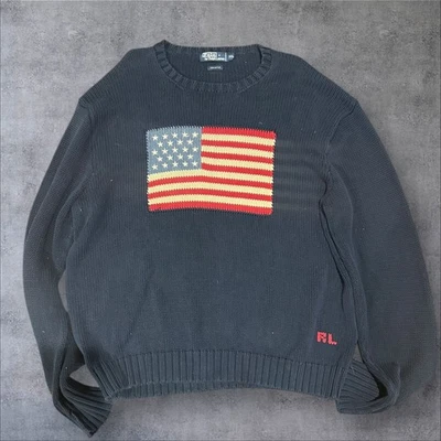 De Colección Polo Ralph Lauren Bandera Americana Tejido Pullover Azul Suéter Talla XXL Foto 1 de 4