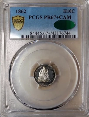 1862 H10c SOLE FINEST at PCGS,PR-67+CAM CAC✅️ Seated Liberty Proof Dime. - Image 1 of 2