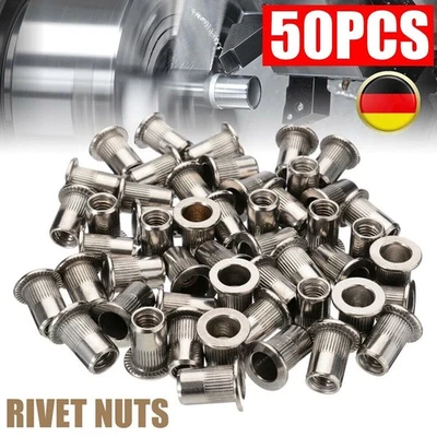 50x Edelstahl Einnietmutter Flachkopf M3-M10 Blindnietmuttern Einziehmutter Set - Bild 1 von 4