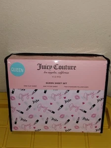 JUICY COUTURE QUEEN SET XOXO LIPS JUICY COUTURE 4 PIECE QUEEN SHEET SET NEW - Picture 1 of 8