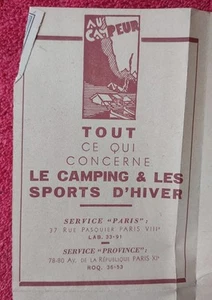 Vintage Au Campeur Frankreich Karte Camping & Wintersport D'Hiver WWII Ära - Bild 1 von 14