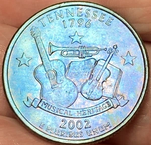 2002-P Tennessee State Quarter Beautiful Brilliant Blue Toned Coin #18 - Picture 1 of 12