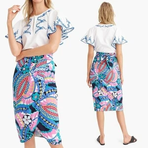 J. Crew Tie Back Tulip Pencil Skirt Ratti Kaliedoscope Floral In 16 - Picture 1 of 7