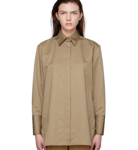 Camisa The Row Taupe Xime Algodón y Seda Abotonada Talla Mediana Minorista $1290 - Imagen 1 de 6
