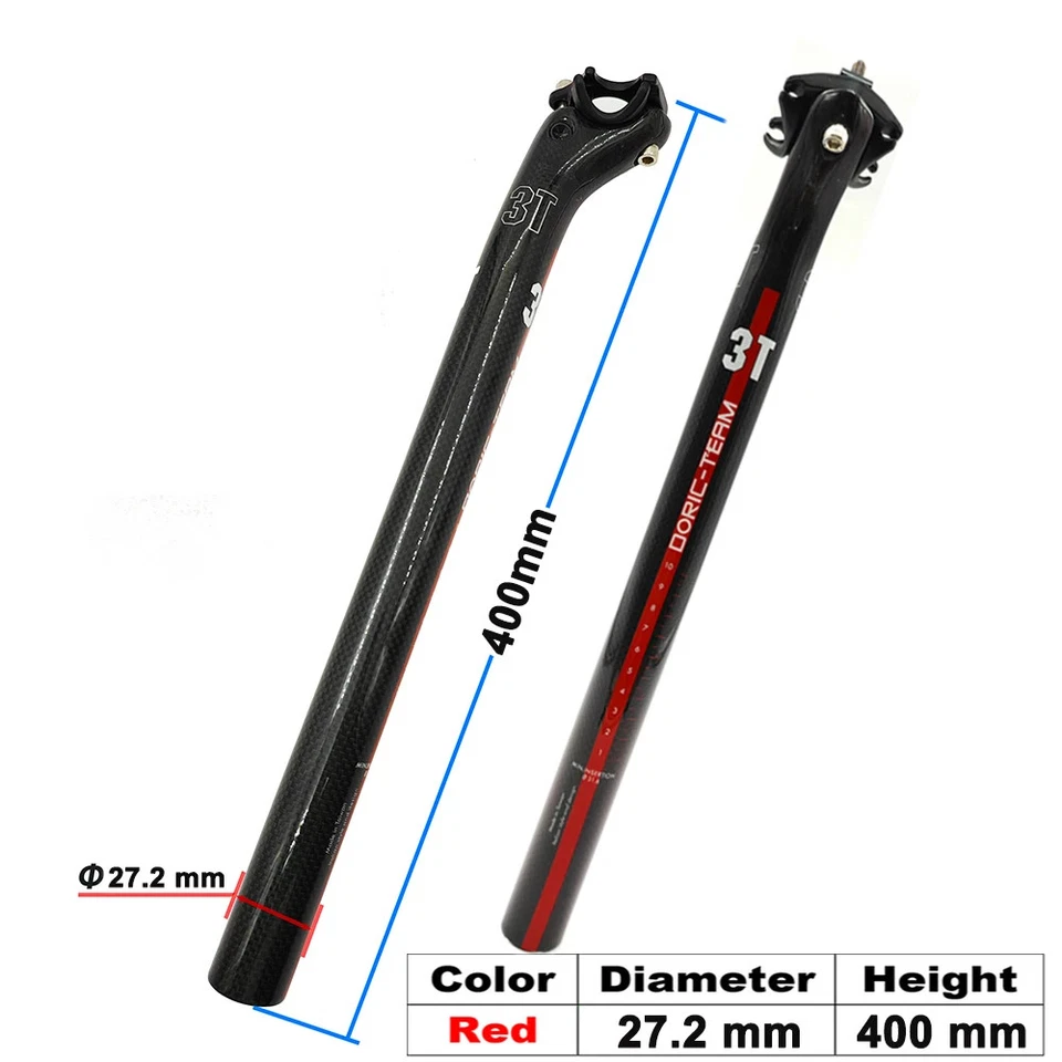 3T Carbon Fiber Seat Tube MTB/Road Bicycle Seat Post 27.2/30.8/31.6x350/400mm - Image 1 of 4