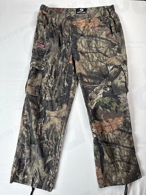 Mossy Oak 工装迷彩弹性腰狩猎裤男式 XL 带抽绳裤腿 — 第 1/4 张图片