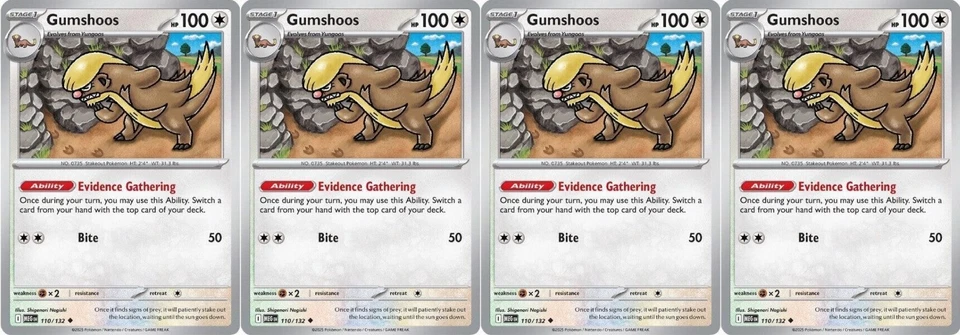4x Gumshoos | Mega Evolution | 110/132 | Uncommon | Normal | NM | Pokemon - Image 1 of 1