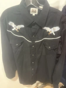 Ely Diamond Western Hemd Gr. XL schwarz bestickt Adler Perlen Druckknopf Cowboy - Bild 1 von 5
