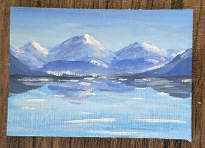 ACEO Original Art Card 2.5 x 3.5, Gouache, Landscape, Nature, Field Katie Mart - Image 1 of 2