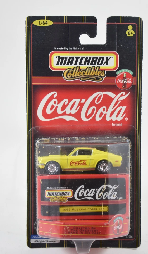 Matchbox Collectibles 1968 Ford Mustang Cobra Jet Yellow Coca Cola 1/64 - Image 1 of 4