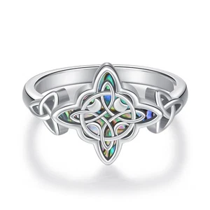 Hexenknoten Ring für Damen 925 Sterling Silber Abalone Keltischer Knoten Ring Hex... - Bild 1 von 7
