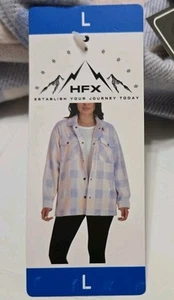 HFX Women's Flannel Shirt Jacket Relaxed Fit Warm Shell Plaid, Size Large - Picture 1 of 6