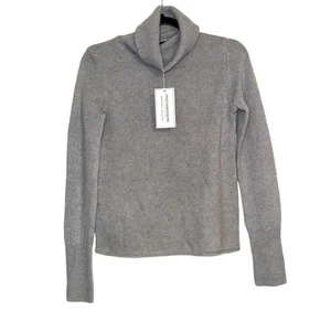 NWT 360 Cashmere Skull Cashmere Turtleneck Gray Knit Cashmere Sweater XS - Picture 1 of 6
