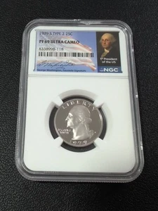 1979 pf 69 type 2 ultra cameo quarter Washington Signature Label - Picture 1 of 2