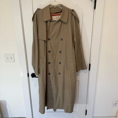 复古 Towne London Fog 男式风衣。 双排扣可拆卸衬里。 44 — 第 1/4 张图片