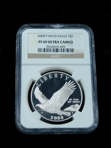 2008-P $1 Proof Bald Eagle Commemorative Silver Dollar - NGC PR69 Ultra Cameo - Picture 1 of 4