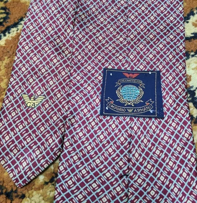 mens vintage Emporio Armani Cravatte 100% all silk luxury geometric neck tie - Image 1 of 4