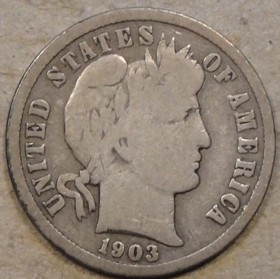 1903-S Barber Dime 10c VG as Pictured L2 - Image 1 of 2