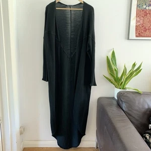 Brandy Melville Cardigan One Size Black Open Front Knit Cover Up Long - Foto 1 di 8