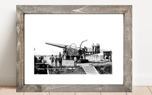 12 Zoll Küstenartillerie Geschütz feuerbereit - gerahmte Kunst - Bild 1 von 2