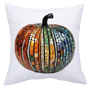 Mosaic Pumpkin Pillow Cover 16x16 Inch Decorative Throw Case Autumn Fall Decor - Picture 1 of 3