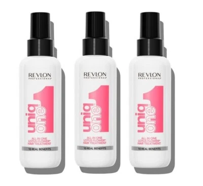 Revlon UniqOne All In One Hair Treatment Lotus Flower 150ml Pack of 3 - Image 1 of 2