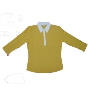 New Cutter & Buck Women Golf Polo Shirt Yellow XS 3/4 Sleeve Ladies Golf Wear