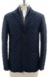 ISAIA Napoli Navy Blue Diamond Quilted Puffer Jacket Men's- 42US (52IT) - Picture 1 of 16