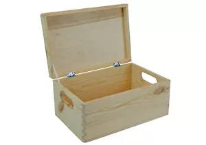 Holzbox mit Deckel und Grifflöcher (klein) - Kiefernholz naturbelassen - Truhe - Bild 1 von 4