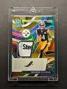 GEORGE PICKENS Rookie Auto 2022 Spectra Neon Marble Prizm Logo Patch RPA SSP/4 - Foto 1 di 7