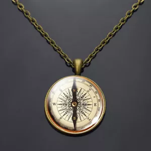 COMPASS ROUND PENDANT NECKLACE - Picture 1 of 2