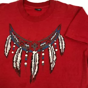 Screen Stars Indianer Stamm Feder T-Shirt M/L Einzelnaht Hergestellt in den USA - Bild 1 von 13