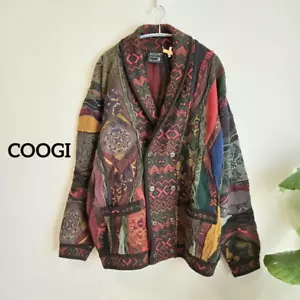 Coogi 3D Knit Gown Coat Wool Long Cardigan Made In Australia Vintage - Picture 1 of 9
