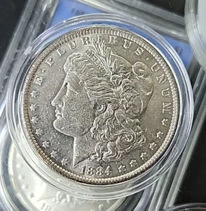1884-O New Orleans Almost Uncirculated AU+ Morgan 90% Silver Dollar $1 - Picture 1 of 7