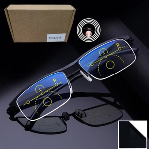 Blaufilter Herren Bifokal Gleitsichtgläser Lesebrille 1,0 1,5 2,0 2,5 3,0 3,5 4 - Bild 1 von 23