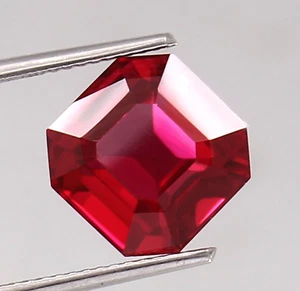 Piedra de rubí cortada de piedra preciosa Asscher rubí rojo sangre natural AAA Mozambique 10 mm - Imagen 1 de 4