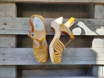 Tamancos suecos sandálias Maguba Valencia amarelo tamanho misto EUA feminino 6 / UE 36 - Imagem 1 de 4