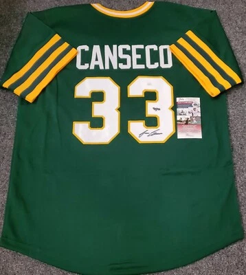 OAKLAND A's  JOSE CANSECO AUTOGRAPHED INSCRIBED "40/40" JERSEY JSA COA    - Image 1 of 4
