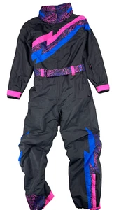 Tipsy Elves Night Run Snowsuit Womens Medium Black Long Sleeve Ski Ankle Zip - Picture 1 of 16