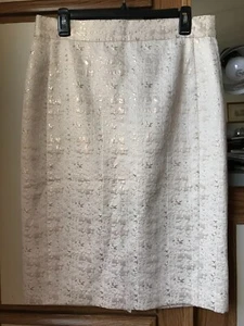 New Antonio Melani Pencil Khaya Skirt Ivory Gold Dazzling Elegance Women's Sz 12 - Picture 1 of 11